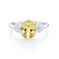 Oval Cut Colored Gemstone Ring, Marquise & Round Accent Stones, 18K Gold / 925 Sterling Silver Bespoke Fine Jewelry