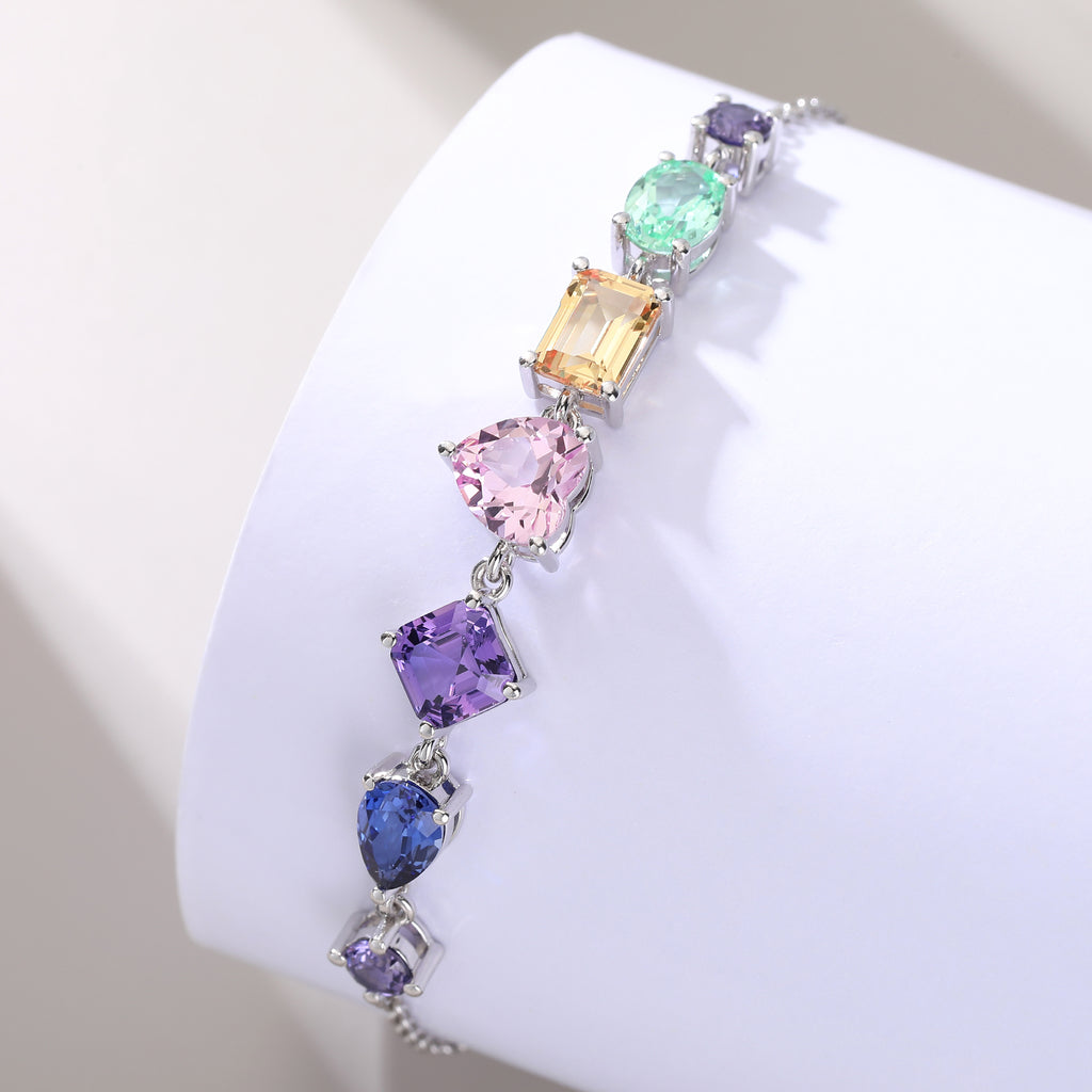 Rainbow Multi‑Shape Gemstone Bracelet