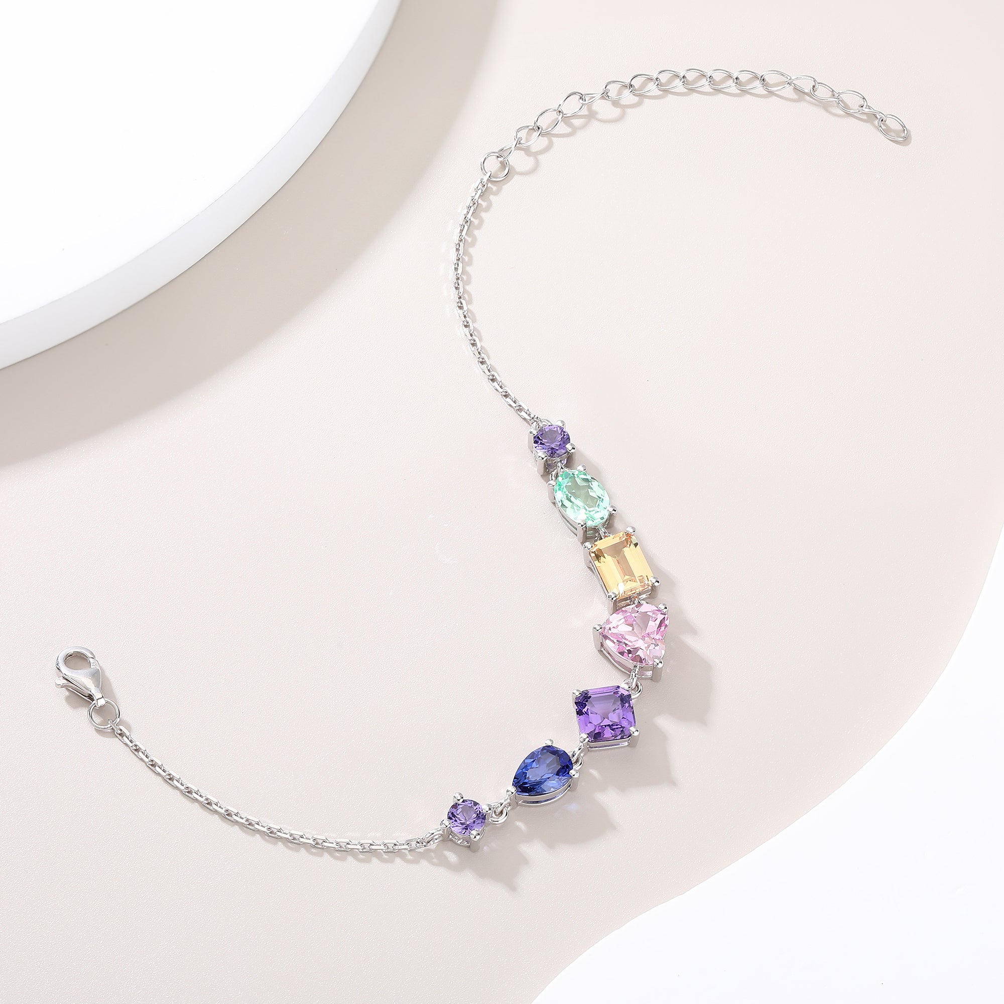 Rainbow Multi‑Shape Gemstone Bracelet