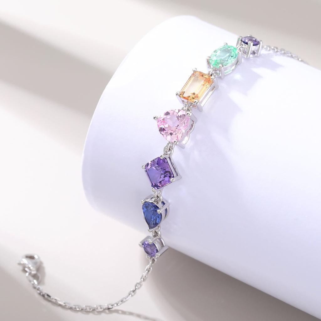 Rainbow Multi‑Shape Gemstone Bracelet