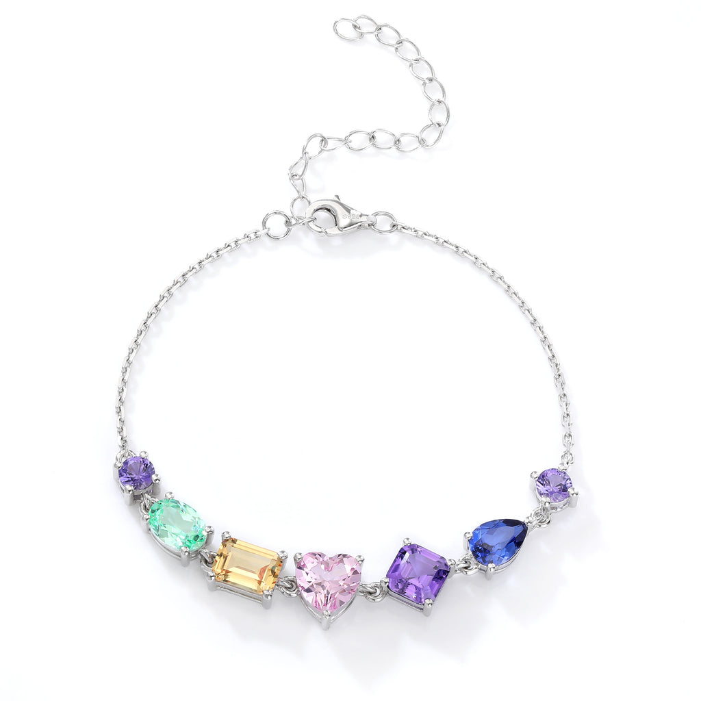 Rainbow Multi‑Shape Gemstone Bracelet