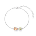 Two‑Stone Heart & Rectangle Gemstone Bracelet
