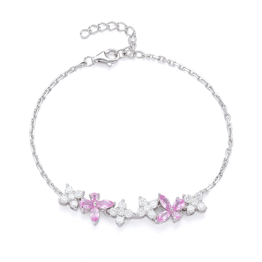 Butterfly-Flower Dainty Charm Bracelet