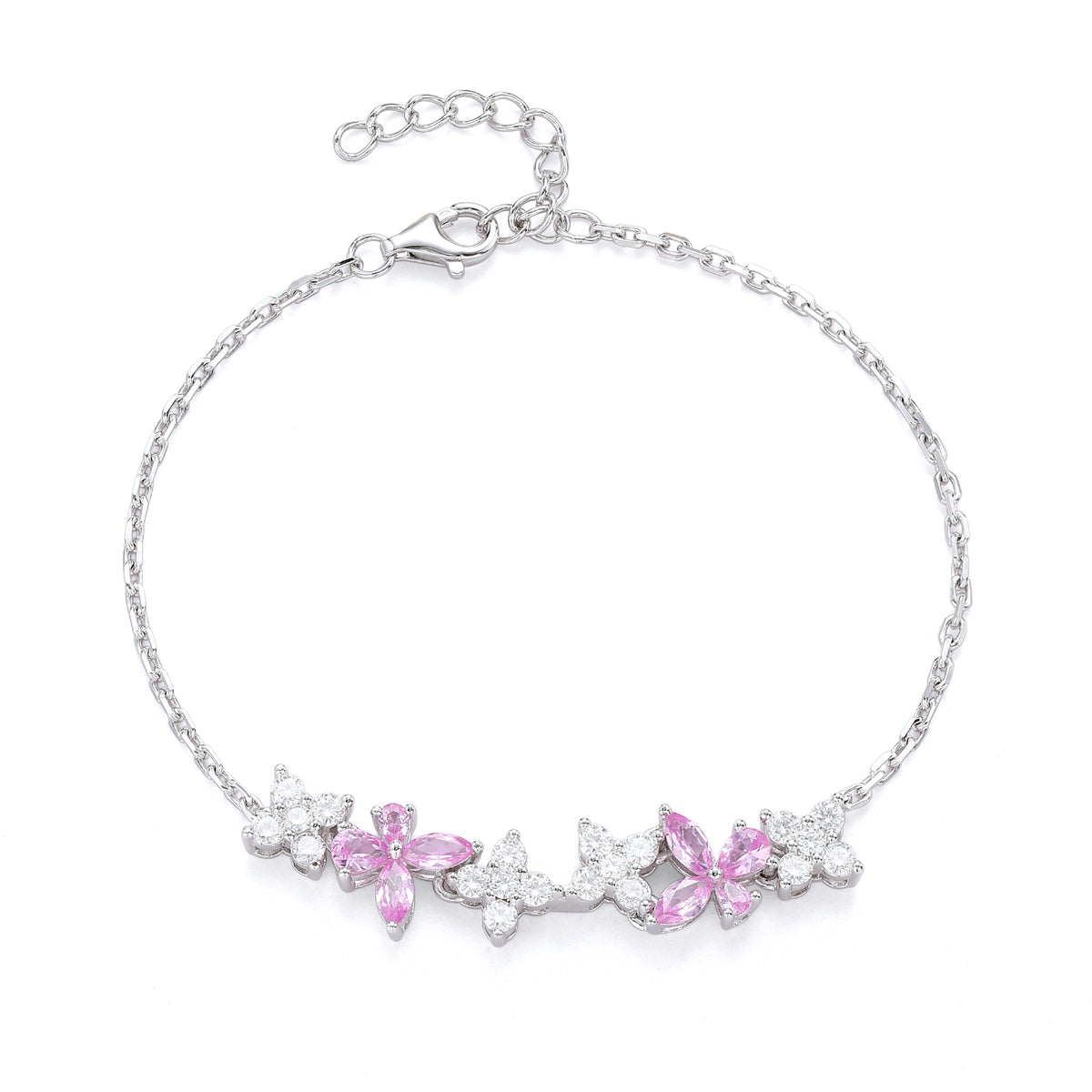 Butterfly-Flower Dainty Charm Bracelet