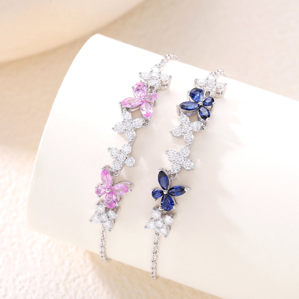 Butterfly-Flower Dainty Charm Bracelet