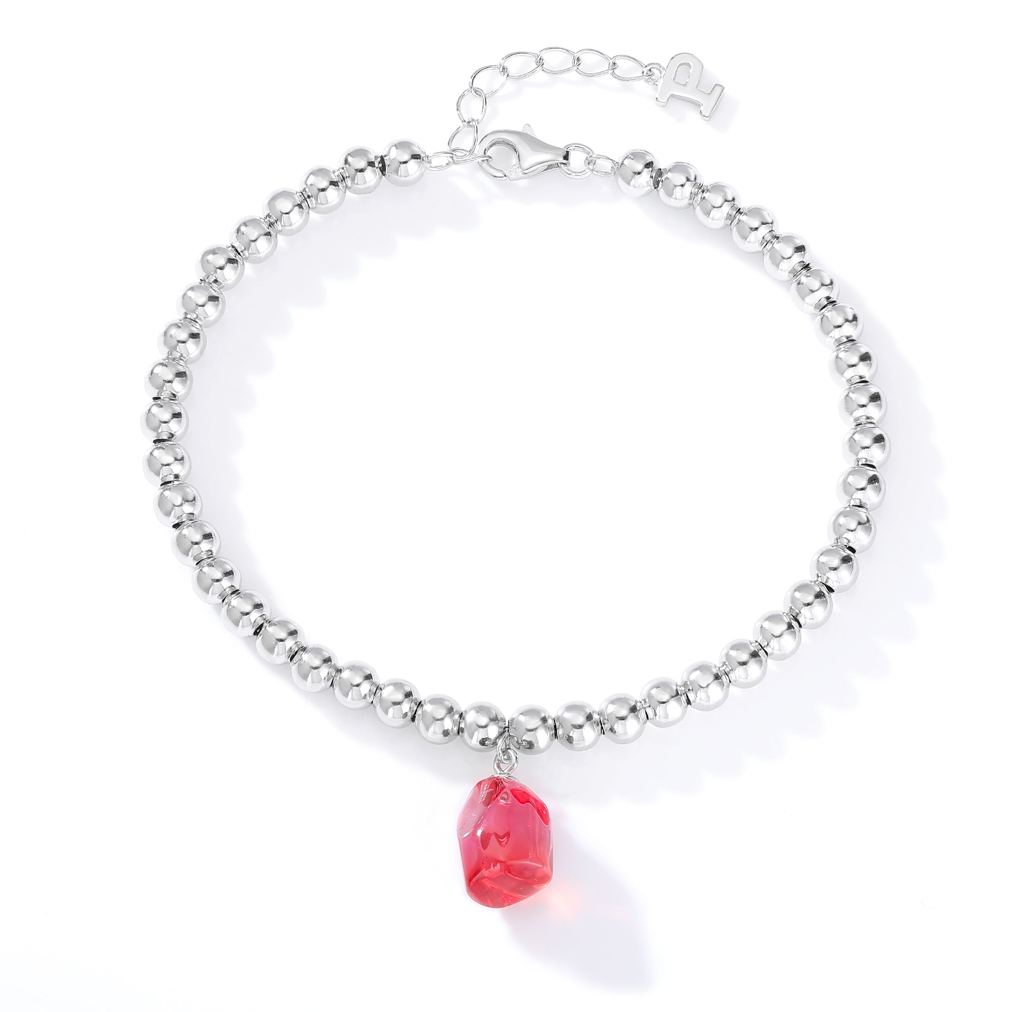Bean‑Shape Candy Gemstone Bead Bracelet, Yellow / Red / Blue / Pink / Light Green, 18K White Gold / 925 Sterling Silver Bespoke Fine Jewelry