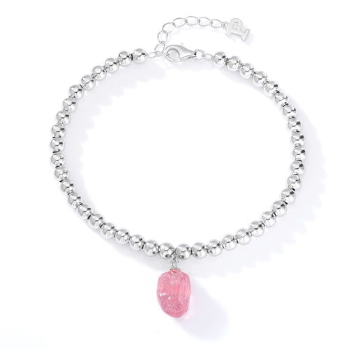Bean‑Shape Candy Gemstone Bead Bracelet, Yellow / Red / Blue / Pink / Light Green, 18K White Gold / 925 Sterling Silver Bespoke Fine Jewelry