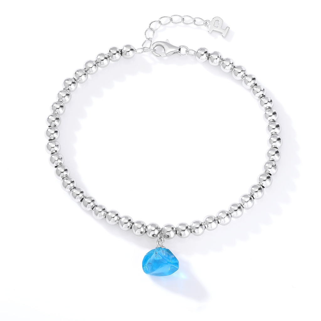 Bean‑Shape Candy Gemstone Bead Bracelet, Yellow / Red / Blue / Pink / Light Green, 18K White Gold / 925 Sterling Silver Bespoke Fine Jewelry