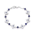 Four‑Leaf‑Clover Royal‑Blue Silver Bracelet